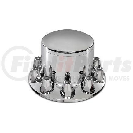 344P by ROADMASTER - ABS chrome rear wheel axle cover with removable hub cap & threaded nut covers 20"/22.5"/24.5"