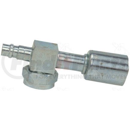 14770 by FOUR SEASONS - 90° Rotolock Short Drop with R134a Service Port, Steel, Std. Dia. Beadlock