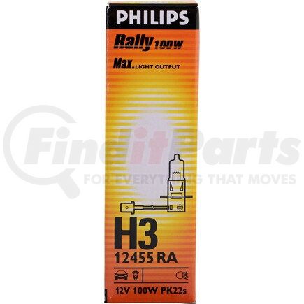 12455RAC1 by PHILLIPS INDUSTRIES - Fog Light Bulb - 12V, 100 Watts, Clear, Halogen, 1 Blade Terminal Type