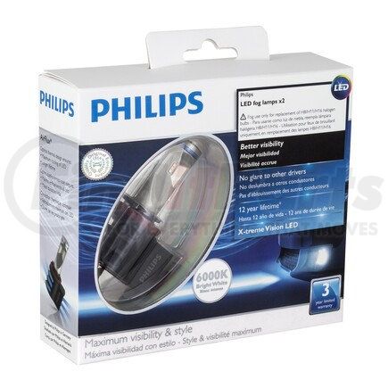 12834UNIX2 by PHILLIPS INDUSTRIES - Fog Light Bulb - 12V, 10 Watts, LED, 6000K Lumens, H8, H11, H16