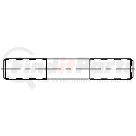 100312 by CONMET - Wheel Hub Stud - 1/2 in.-20 UNF 1/2 in.-20 UNC x 3.19 in., Style 'J', Double-Ended Stud, Smooth Shank