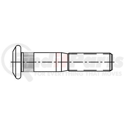 103431 by CONMET - Wheel Hub Stud - Right, M22 x 1.5 mm. x 4.15 in., Style 'L', Round Head, Serrated Shank