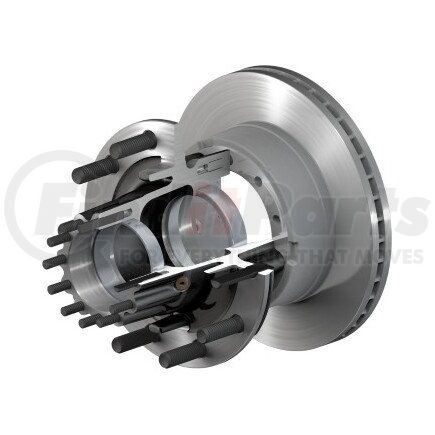 10082909 by CONMET - Disc Brake Rotor and Hub Assembly - Hat Section Rotor, Iron Hub, 3.61 in. Stud, Aluminum Wheels