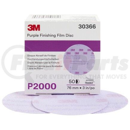 30366 by 3M - Hookit™ Purple Finishing Film Abrasive Disc 260L, 3 in, P2000, 50 discs per carton, 4 cartons per case