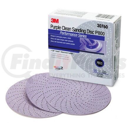 30760 by 3M - Hookit™ Purple Clean Sanding Disc 334U, 6 in, P800 grade, 50 discs per carton, 4 cartons per case