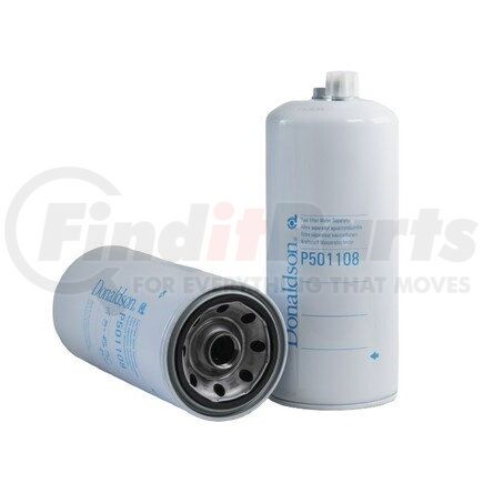 P501108 by DONALDSON - Fuel Water Separator Filter - 13.07 in. Overall length, Water Separator Type, Spin-On Style, Cellulose Media Type