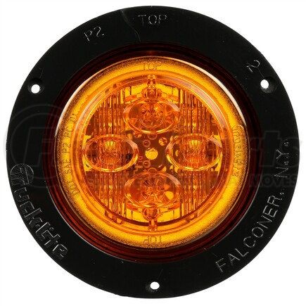 10391Y by TRUCK-LITE - 10 Series, Low Profile, LED, Yellow Round, 8 Diode, Marker Clearance Light, PC, Black Polycarbonate Flush Mount, Fit 'N Forget M/C, 12V