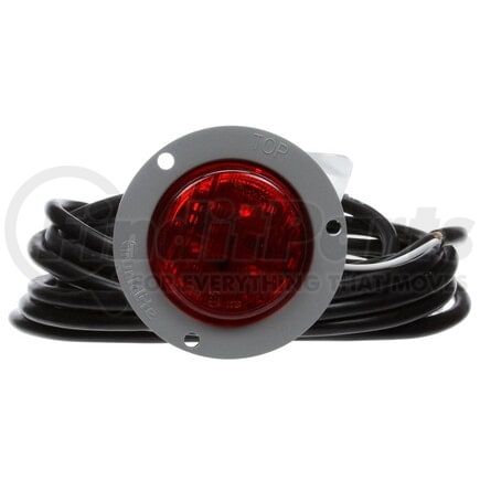 30060R by TRUCK-LITE - 30 Series, European Approved, LED, Red Round, 1 Diode, Marker Clearance Light, ECE, Gray Polycarbonate Flush Mount, Fit 'N Forget M/C, Stripped End, 12-24V, Kit