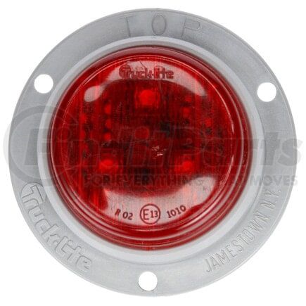 30262R by TRUCK-LITE - 30 Series, European Approved, LED, Red Round, 1 Diode, Marker Clearance Light, ECE, Gray Polycarbonate Flange Mount, Fit 'N Forget M/C, 12-24V