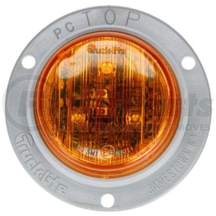 30262Y by TRUCK-LITE - 30 Series, European Approved, LED, Yellow Round, 1 Diode, Marker Clearance Light, ECE, Gray Polycarbonate Flange Mount, Fit 'N Forget M/C, 12-24V