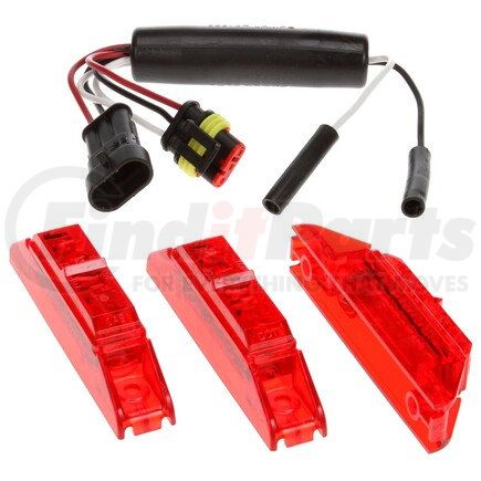 35035R by TRUCK-LITE - LED ID Light Assembly - 35 Series, Dual-Function, Rectangular, Red, 3 Lights, Red, 12V, Kit