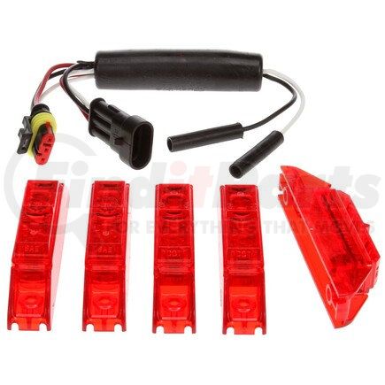 35036R by TRUCK-LITE - LED ID Light Assembly - 35 Series, Dual-Function, Rectangular, Red, 5 Lights, Red, 12V, Kit