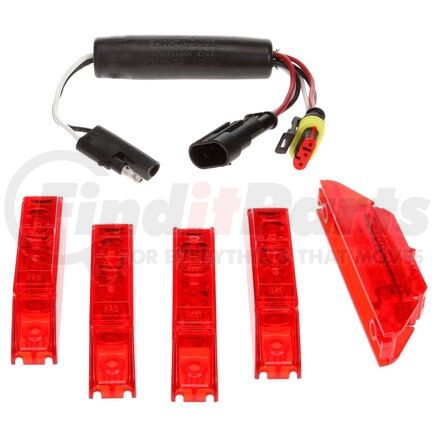 35034R by TRUCK-LITE - LED ID Light Assembly - 35 Series, Dual-Function, Rectangular, Red, 5 Lights, Red, 12V, Kit