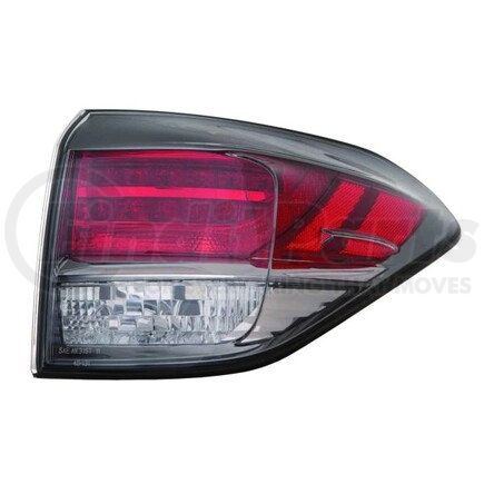 324-1912RKUS7 by DEPO - Tail Light, RH, Outer, Body Mounted, Black/Chrome Housing, Red/Clear Lens, Fiber Optic, LED