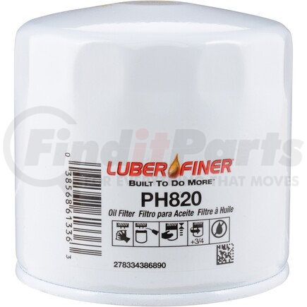 PH820 by LUBER-FINER - 4" Spin - on Oil Filter