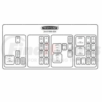 24-01996-004 by FREIGHTLINER - Miscellaneous Label - Power Distribution Module, 1 -4, Cab, Key Sw, X