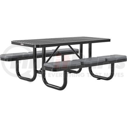 277152BKS by GLOBAL INDUSTRIAL - Picnic Table, 6', Rectangular, with Seat Cushions, Expanded Metal, Black