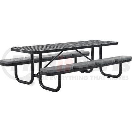 277153BKS by GLOBAL INDUSTRIAL - Picnic Table, 8', Rectangular, with Seat Cushions, Expanded Metal, Black