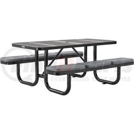 694553BKS by GLOBAL INDUSTRIAL - Picnic Table, 6', Rectangular, with Seat Cushions, Perforated Metal, Black