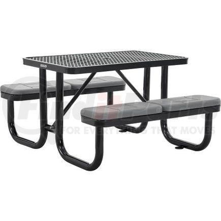 695485BKS by GLOBAL INDUSTRIAL - Picnic Table, 4', Rectangular, with Seat Cushions, Expanded Metal, Black