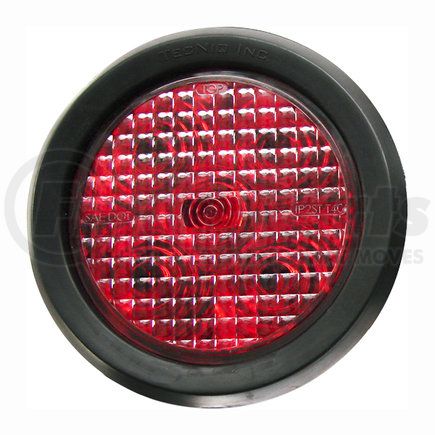 T40RRFB1 by TECNIQ - Stop/Turn/Tail Light, T40 Series, 4" Round, Red Light, Red Lens, Pigtail with .180 Bullet