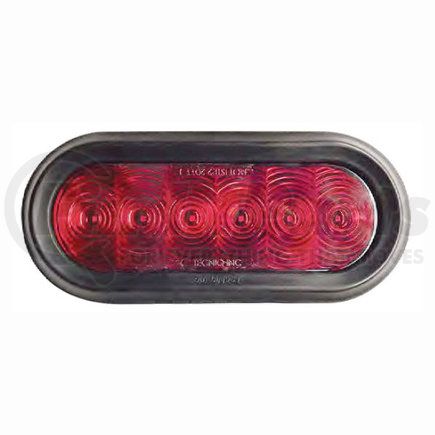 T66RR0A1 by TECNIQ - T66 Series Stop/Turn/Tail Light STT, 6" Red Oval Lens, 6 LED, Grommet Mount