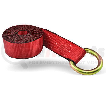 CC2812CDRR by QUALITY CHAIN - 2" x 12' Lasso Strap, with Circle D-Ring (Wraps Around Tire), Red