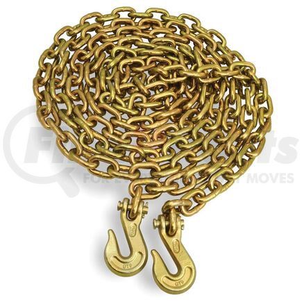 CCG70320 by QUALITY CHAIN - 3/8” x 20’ G70 Transport Chain, with 2 Clevis Grab Hooks, Yellow Zinc