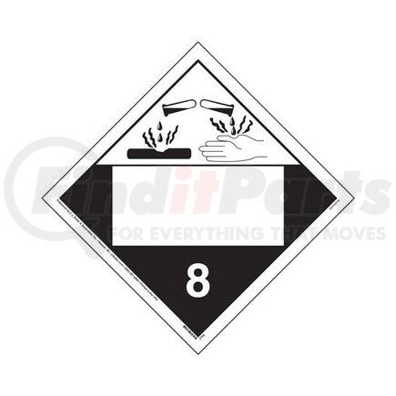 39087 by JJ KELLER - Class 8 Corrosive Placard - Blank, Imprinted, 176 lb., Polycoated Tagboard, No Adhesive