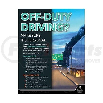 63996 by JJ KELLER - Motor Carrier Safety Poster - Off-Duty Driving Make Sure It's Personal