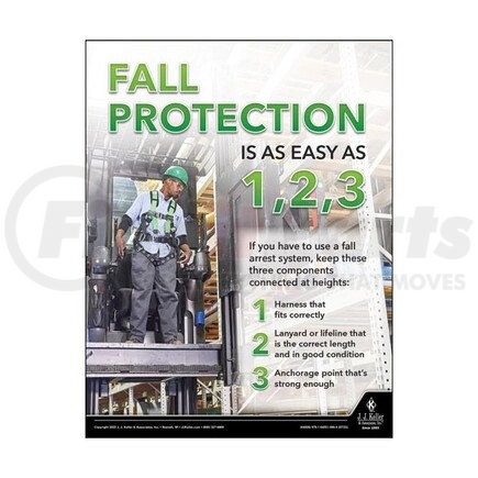64028 by JJ KELLER - Workplace Safety Training Poster - Fall Protection Is As Easy As 1, 2, 3