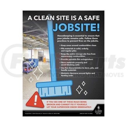64059 by JJ KELLER - Construction Safety Poster - A Clean Site Is A Safe Site