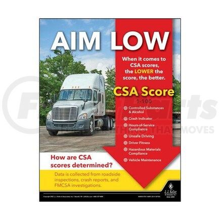 64033 by JJ KELLER - Transportation Safety Poster - Aim For Lower CSA Scores