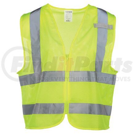 65113 by JJ KELLER - SAFEGEAR™ Hi-Vis Type R Class 2 No Pocket Safety Vest - 4XL/5XL, Lime, Zipper Closure with Vertical Reflective Tape