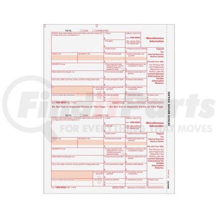 67967 by JJ KELLER - 1099-MISC Copy A Preprinted Laser Form - 2-Up