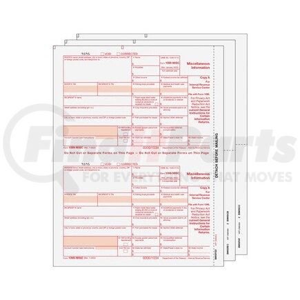 67962 by JJ KELLER - 1099-MISC Preprinted Laser Set - 2-Up, 3-Part