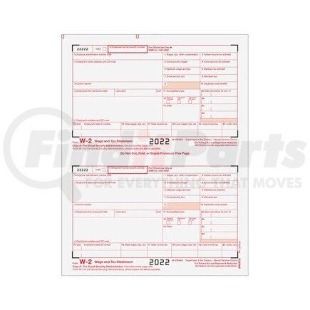 67985 by JJ KELLER - W-2 Copy A Preprinted Laser Form - 2-Up