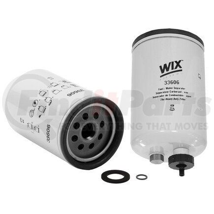 33606 by WIX FILTERS - Fuel Water Separator Filter- 10 Micron, Spin-On Design, Full Flow, 1-14 Thread