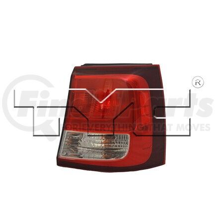 11-6613-00 by TYC - Tail Light Assembly - Halogen, RH, Outer, Red/Clear Lens