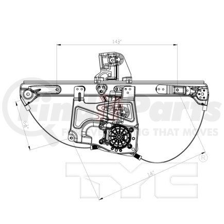 TYC 660423 Window Motor and Regulator Assembly Power Window Motor and Regulator Assembly