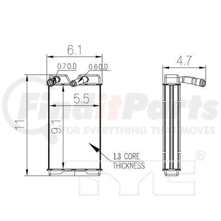 96121 by TYC -  HVAC Heater Core