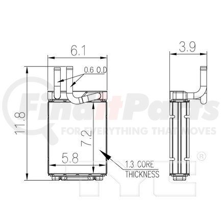 96124 by TYC -  HVAC Heater Core