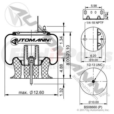 AB1DK23M-9375 by AUTOMANN - AIR SPRING ROLLING LOBE