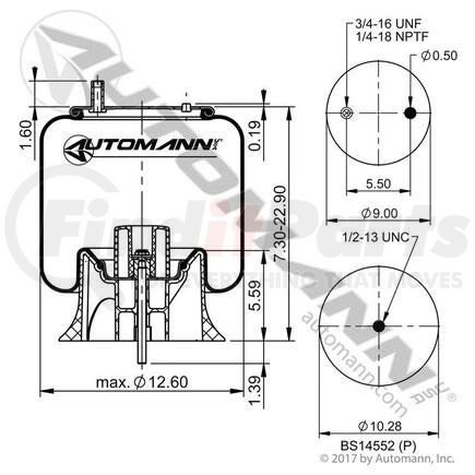 AB1DK23P-9935 by AUTOMANN - AIR SPRING ROLLING LOBE