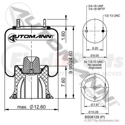 AB1DK23L-9101 by AUTOMANN - AIR SPRING ROLLING LOBE