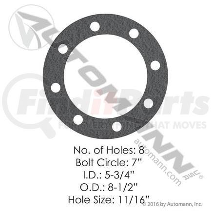 180.10613 by AUTOMANN - Drive Flange Gasket - 5-3/4" ID, 8-1/2" OD, 7" Bolt Circle, 8 Holes, 11/16" Hole