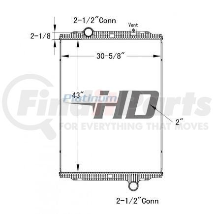 HDC010696PA by KENWORTH - Design Style  Plastic AluminumHeight  43 InchesWidth  30 5/8 InchesDepth  2 InchesInlet  2 1/2 Inch ConnectionOutlet  2 1/2 Inch ConnectionEngine Oil Cooler  NoTrans Oil Cooler  NoMake  KenworthModel  T660Start Year  2006End Year  20