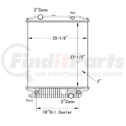 HDC010151PA by FREIGHTLINER - Radiator - Plastic/Aluminum, 27-1/2" x 25-1/8", 18" Oil Cooler