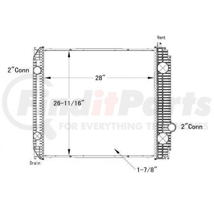 HDC010110PA by FORD - Design Style  Plastic AluminumHeight  28 InchesWidth  26 11/16 InchesDepth  1 7/8 InchesInlet  2 Inch ConnectionOutlet  2 Inch ConnectionEngine Oil Cooler  NoTrans Oil Cooler  NoMake  FordModel  F750 F850Start Year  1996End Year  200