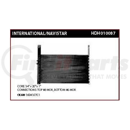 HDH010087 by NAVISTAR - 1999-2002 International 9200 Series Condenser  Height 33  9/16Width 19 5/8Depth 7/8Inlet #8 MOROutlet #6 MORDesign Style  Parallel FlowMake InternationalModel 9200 SeriesStart Year 1999End Year 2002Reference 3504377C1, 3502950C92, 35